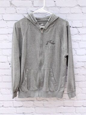 Rusty Del Mar Surf Shop Gray Full Zip Graphic Hoodie